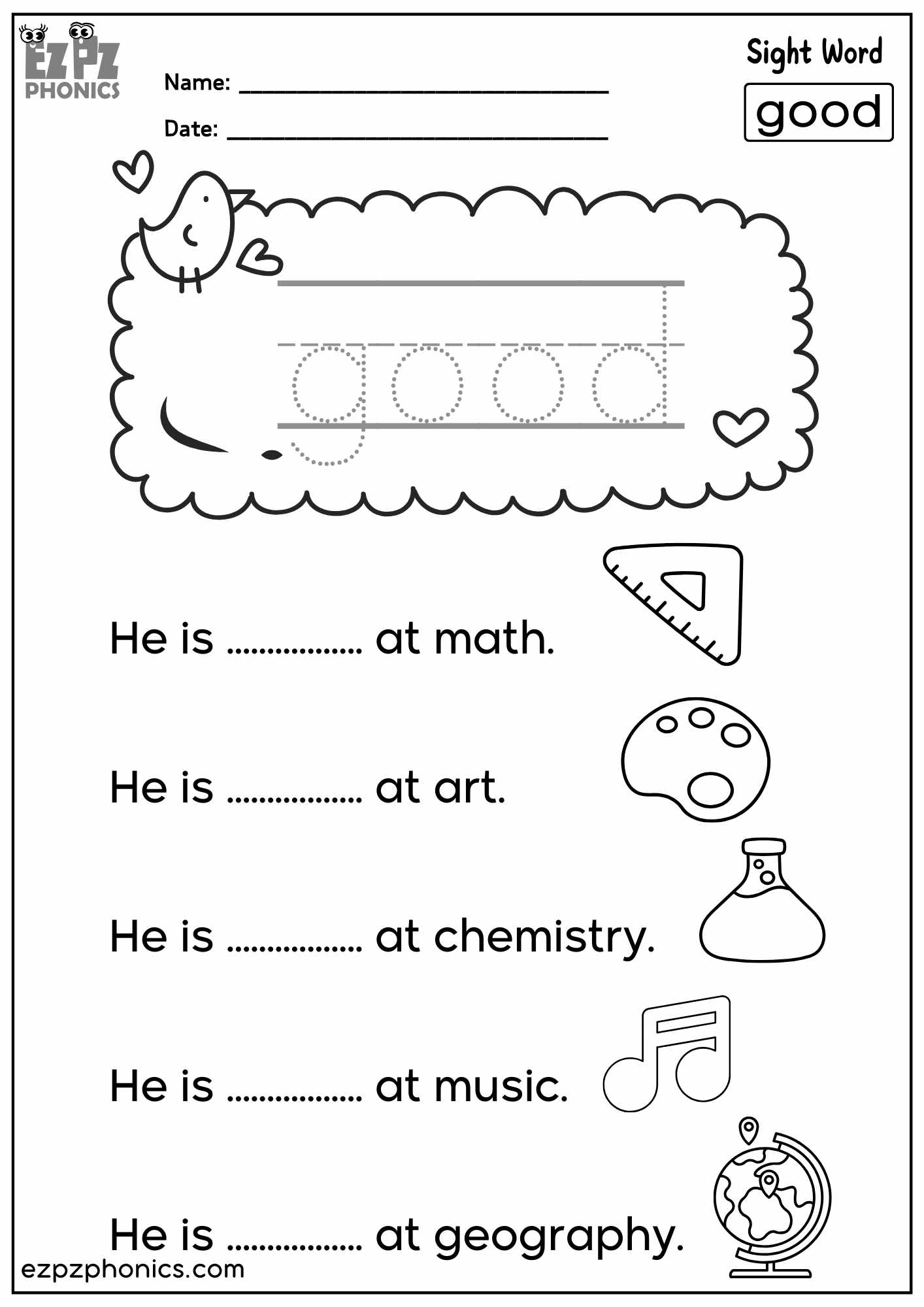 “Good” Sight Word Sentences – Fun Dolch Sight Words Practice for Kindergarten & First Grade - PDF Download